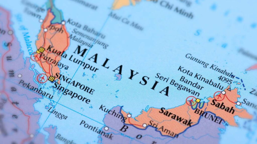 Malaysia auf der Landkarte