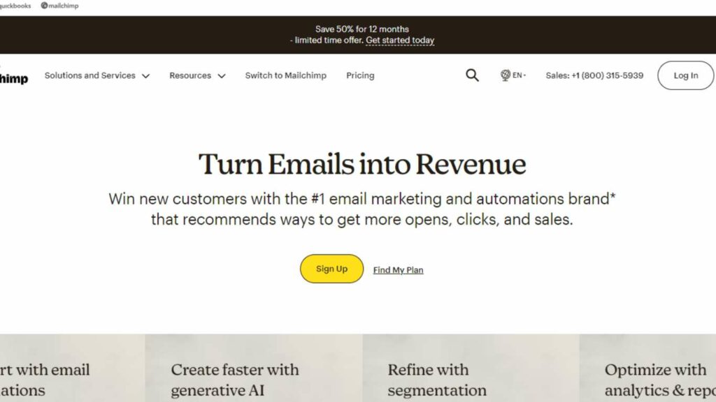 Mailchimp ist eine gut gestaltete Marketing-Website.